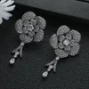 Boucles d'oreilles pendantes de luxe, géométrie stéréoscopique, feuilles de fleurs, pour fête de mariage, bijoux en zircone cubique pour femmes, A0241