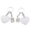 Portachiavi Sublimazione Portachiavi vuoto 1 paio 2 pezzi Ciondolo in metallo Portachiavi Porta anello a forma di cuore rotondo Logo personalizzato Gioielli Piccolo regalo