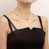 Pendentif Colliers Vintage Lien Chaîne Coeur Collier Femme Femmes 2023 Mode Imitation Perle Pour Femme Bijoux Cadeau