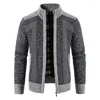 Pulls pour hommes tissu Plus velours rembourré veste pull grande taille manteau mince col montant Patchwork Cardigan hiver