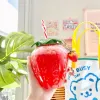 Netto Rosso Fragola Bicchieri di Paglia Tazza di Plastica Carino Femminile Tenuto in Mano Tè al Latte Studente Portatile Watercup Bottiglia d'Acqua Via Mare 1122