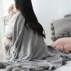 Blankets Cotton Knitted Ball Trim Solid Pink Grey Blanket Winter Thick Thermal Cable Braids Weaved Sofa Throw Kids Sleep Rug