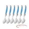 Spoons Stainless Steel Laguiole Dinner Spoon Big Large Tablespoon Set Rainbow Handle Soup Scoop Mti Color Cutlery Cafe 6Pcs 8.5Inch Dr Dh7Rb