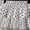 Skirts Korean Sweet Ladies Polka Dot Chiffon Cake Skirts Summer Womens High Waist Puffy Temperament A-line Pleated Skirt Femme 230422