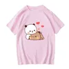 T-shirts pour hommes Dessin animé Panda Bear Bubu et Dudu T-shirt Coton Hommes / Femmes Tops Kawaii Imprimé Harajuku Ullzang Tees O-Cou Doux Mâle