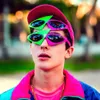 Солнцезащитные очки Vivibee Green Red Glasses Fancy Party Festival Sunglasses Hip Hop Уникальные Y2K Roy Purdy Funny Shades 2022 Трендовый продукт J230422