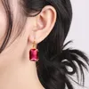 Dangle Earrings unique13 18mm Red Stone Ruby Gold For Women Gem