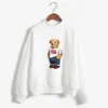Mäns högkvalitativa klädstorlekar tröja tryckt Little Bear Polos skjorta Men's Long Sleeve T-shirt USA: s vanliga storlekar S-XXL VIT