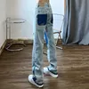 Herrbyxor jeans high street tvättade gamla jeans män amerikansk modemärke fem poäng stjärna stitng löst raka par hip hop byxor g230422