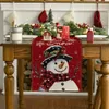 Runner da tavolo Natale Natale Copribandiera in lino Decorazioni allegre per la casa Regali Navidad Noel Pupazzo di neve Tovaglia 231121