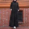 Ethnic Clothing Simple Style Print Long Dresses Muslim Abayas For Women Dubai Turkey Islam Clothes Casual Cotton And Linen Vintage Dress