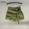 Soefdioo Solid Cargo Pocket Denim Jeans Shorts Dames Sexy Hoge Taille Stretch Zomer Casual Vrouwelijke Bodems Korte Broek 231121