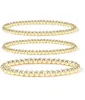 Strand Badu 3pcs/set Gold Beads Bracelet For Women 14k Plated Beaded Handmade Stretch Elastic Jewelry Gifts