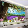 Tapeta 3D Mural Piękna Big Tree Flower Krajobraz Dreamland Malowanie salonu sypialnia tło dekoracja ścienna tapeta 238t