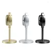 Mikrofonlar Vintage Style Mikrofon Simülasyonu Klasik Retro Dinamik Vokal Mic Universal Stand Canlı Performans Sing Gold
