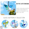 Garden Decorations H D Stained Glass Butterfly With 38mm Crystal Prisms for Window Hanging Rainbow Panel Pendant Wall Art Home Decor Christmas Gift 230422