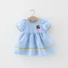 Meisje jurken babymeisjes zomerjurk plaid korte mouw kleding peuter kinderen prinses feest mode -outfit geboren kleding baby's