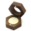 Smyckespåsar Personlig ringförpackning Boxhigh-end träraterialvetfodrad örhänge Boxgift Boxhexagonal Open Window Storage Box
