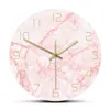 Orologio da parete rotondo in marmo rosa naturale silenzioso senza ticchettio soggiorno arredamento arte orologio da parete nordico arte minimalista orologio da parete silenzioso 2311q