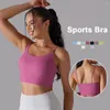 Abbigliamento da yoga Reggiseni sportivi push-up morbidi e burrosi Reggiseno imbottito senza schienale per le donne Canotta corta per allenamento in palestra con cinturino per spaghetti incorporato