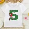 T-Shirts Erkekler 1-10. Doğum Günü Yeşil Numarası T-Shirts Çocuk Dab Futbolcu Grafik Baskı Kısa Kol Giyim Çocuk Futbol Tops 230422