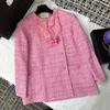 Misto Lana da Donna Designer Autunno/Inverno 24 Nuovo Stile Celebrity Elegante Fiocco Rosa Girocollo Cappotto in Pile HX61