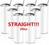 Entrepôt américain 20 oz sublimation bouteilles d'eau 20 oz blancs en acier inoxydable double paroi gobelets isolés tasses à café