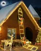 9,8ft kerstladderverlichting met timer, 8 modi, patentontwerp LED-kerstverlichting voor muur, huis, tuin, kerstfeest binnen buitendecoraties