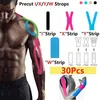 30 Teile/satz Kinesiologie Tape Vorgeschnittenen X Y I W Streifen Sport Muscle Tape Verband Pflege Kinesiologie Erste Hilfe Tape muskel Verletzungen Supp206t