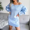 Abiti casual Maglione senza spalline sexy con collo alto Autunno Inverno Manica lunga Addensare Caldo ed elegante Maglia allentata da donna