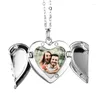 Pendentif Colliers Transfert Impression Po Sublimation Angel Wing Heart Charm