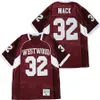 Futbol Lisesi Fort Pierce Westwood Jersey 32 Khalil Mack Moive Nefes Alabilir Koleji Retro Saf Pamuk Spor Hayranları Takımı Kırmızı Beyaz Külot İyi