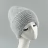 BeanieSkull Caps Luxury Real Rabbit Fur Beanie Cappello invernale Fashion Casual Knit Bonnet Soft Warm Skullies Cap 230421