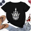 Kvinnors t-shirt hamasa hand av fatima tryck t-shirts Lucky Hamsa Harajuku unisex t skjortor sommar kort ärm svart topp tees kvinnlig 230422