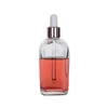 Frascos de perfume de óleo essencial de vidro transparente frasco conta-gotas quadrado com tampa de ouro rosa 10ml a 100ml Vbjgc