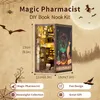 Accessoires de maison de poupée CUTEBEE Kit de coin livre DIY Maison de poupée en bois avec lumière tactile Meubles Magic Pharmacien Serre-livres Décorations de Noël miniatures 230422