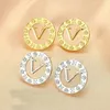 Fashion Designer Earrings Letter V Stud Earrings with Crystal Earrings for Teens Women's Wedding Party Gift Jewerlry Accessories