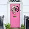 Decorative Flowers Fall Front Door Decorations Christmas Lights 2024 Spring Wheel Wreath Pin K Simulatedes Green