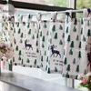 Gardin Sling Christmas Tree Forest Elk Print Kort Small Soft Cotton Linen Fabric Kitchen Half-gardin för skåp