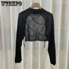 Women's Sweaters WTEMPO Thin Cut Out Knit Sweater Jacket Summer Short Loose Tie Sun Protection Cover Up Long Sleeved Top Drop