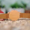 손목 시계 Bobo Bird P27 Unisex Bamboo Wood Watches Quartz Leather Men Watch Minimalist Erkekkol Saati OEM 및 Drop