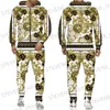Survêtements pour hommes Modèle d'or de luxe pour hommes 3D Imprimer Sweats à capuche / Ensembles Marque Mode Sweatshirts + Pantalon Costume Hip Hop Jogging Sportswear Tenues T231122
