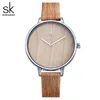 Shengke New Creative Women Orologi Moda casual Orologio in pelle di legno Orologio da polso al quarzo femminile semplice Relogio Feminino2402