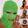 Beanie Skull Caps G6DF Halloween Balaclava Strick Regenbogen gestreifte Kapuzenmütze Schal Stricken Outdoor Beanie Lustige Party 231122