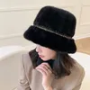 Berets moda coreano pescador chapéu luxo vison cabelo senhoras casual quente tamanho grande inverno ao ar livre estilo boné