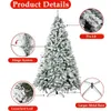 Juldekorationer Premium gångjärn Holiday Tree Village Snow Flocked Pine Artificial W1000 Tips Foldbar Metal Stand Decor 231121