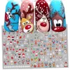 Aufkleber-Abziehbilder, niedlicher Cartoon-roter Weihnachtsmann-Nagelaufkleber, 3D-Weihnachtshirsch-Schneemann-Klebeaufkleber, Winter-Schneeflocken-Schieber, handgefertigte Dekoration 231121