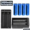 Baterias 4pack 11.1W 3000mAh Bateria recarregável 3,7V BRC Liion para lanterna Laser Laser Headlampadd2 x Drop Drop Drop Delive Dhz93