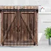 Tende da doccia Porte in legno rustico retrò Vintage Farm Barn Old Door Home Decor Tessuto in poliestere impermeabile Set di tende da bagno 230422