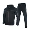 Men's Tracksuits Phechion Spring And Autumn Sports Leisure Suit Coat Trousers Hooded Zipper Line M01